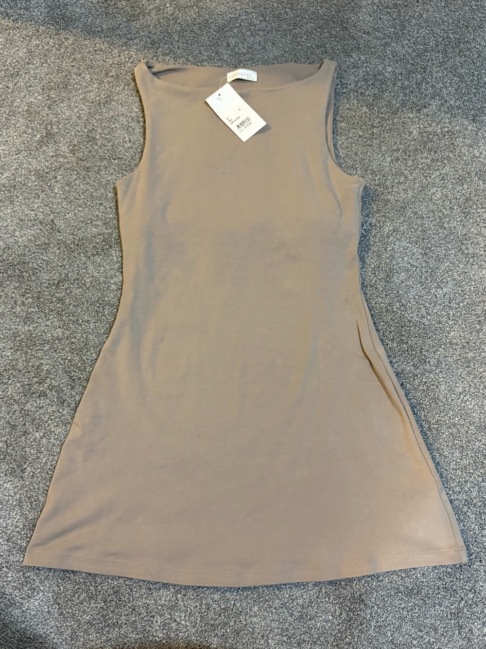 Kookai Taupe Sleeveless Carrie Mini Cotton Shift Dress- AU 12 or US 8